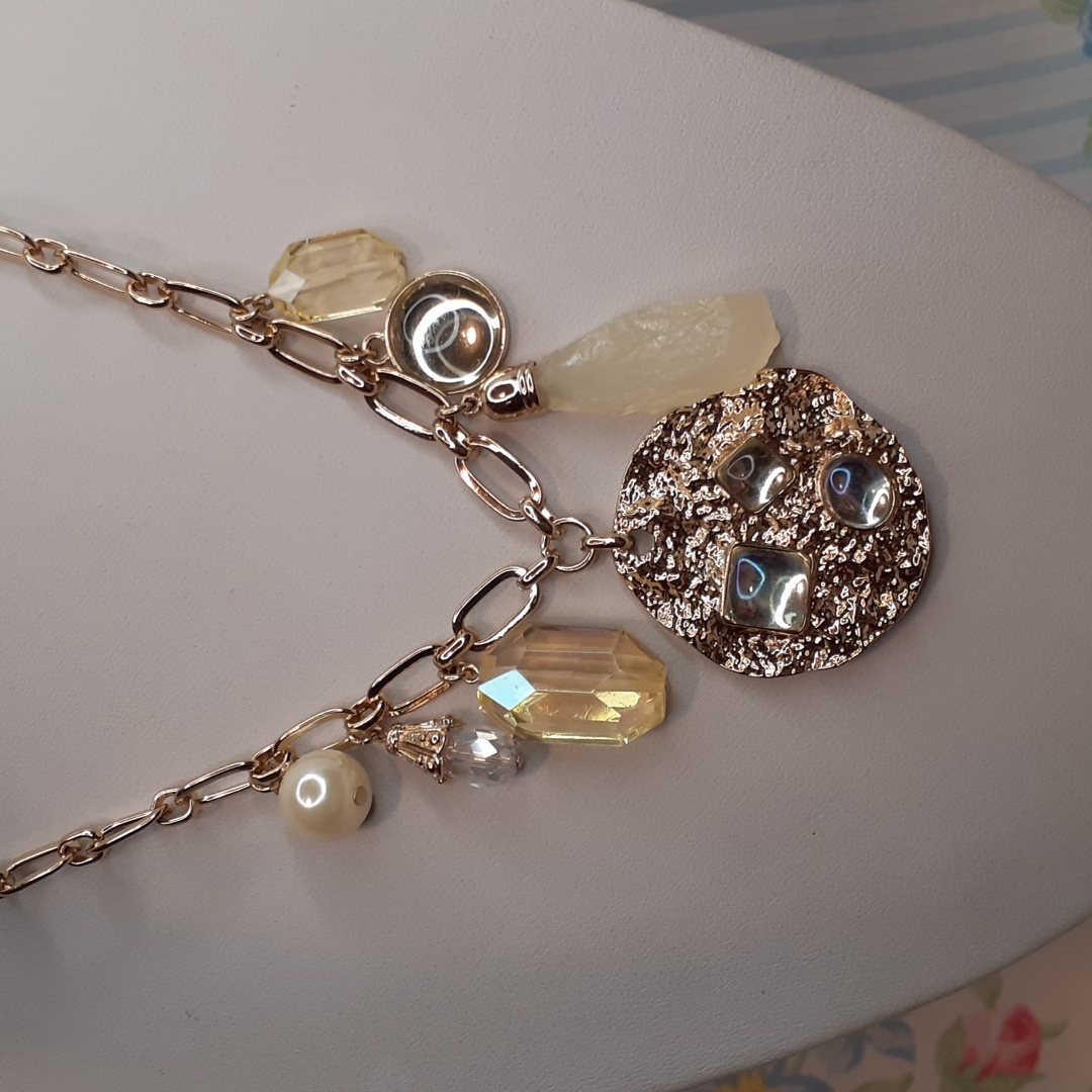 Ethel & Myrtle Gold Tone Crystal Drop Necklace